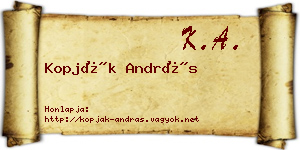 Kopják András névjegykártya